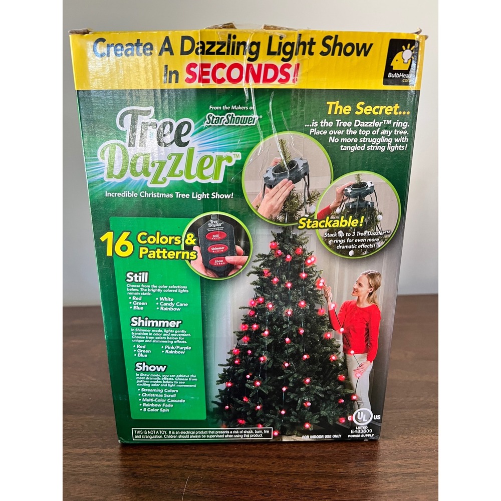 Tree Dazzler LED Christmas Tree Light Show 16 Colors & Patterns BulbHead Remote